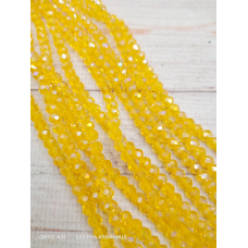 Ронделі, розмір 4*3 мм. Темно-жовті прозорі з райдужним покриттям