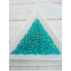 61210 бісер №10 Preciosa (Чехія) 5 грамів. Глазурований райдужний смарагдовий світлий