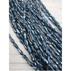 Намистини-краплі, розмір 9*4 мм. Гематитові непрозорі