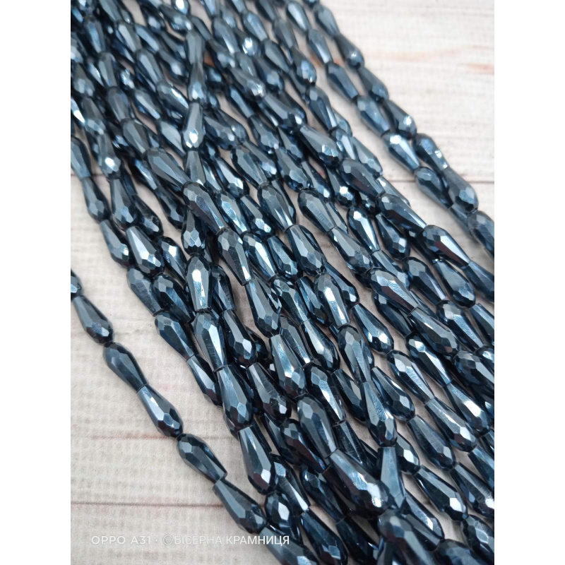 Намистини-краплі, розмір 9*4 мм. Гематитові непрозорі Намистини-краплі, розмір 9*4 мм. Гематитові непрозорі