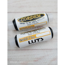 Нитка бісерна монокордова Cordem № 60, колір чорний. 75 метрів