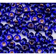 39080-10/0 Бісер Чехія (блискучий, кобальтовий темний з профарбованим отвором), упаковка 50 грамів