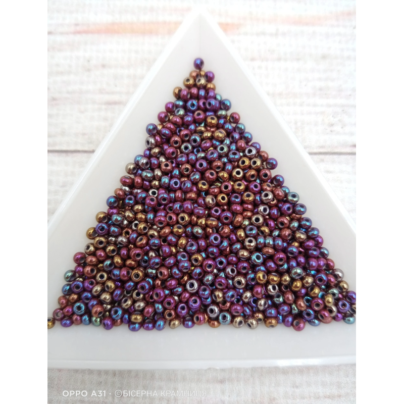 14780-10/0 Бісер Чехія (перламутровий, коричневий темний райдужний), упаковка 50 грамів