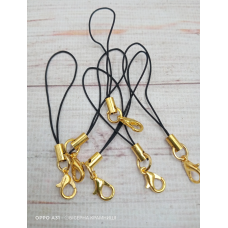 Чорний шнурок із карабіном для телефона, брелока