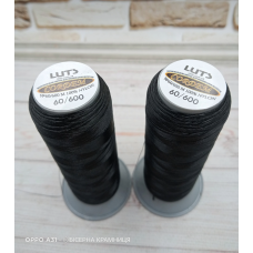 Нитка бісерна монокордова Cordem № 60, колір чорний. 600 метрів