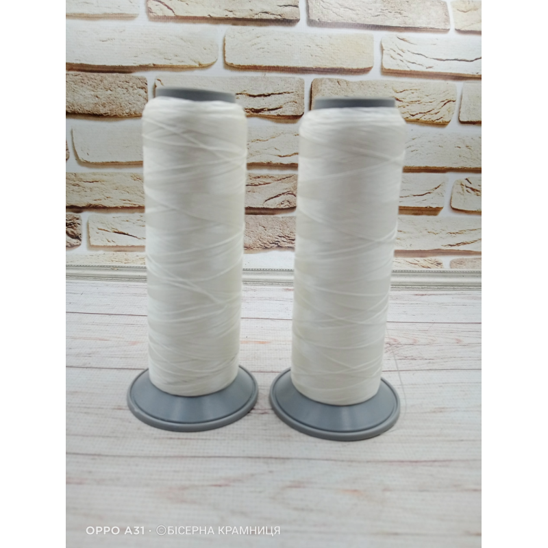 Нитка бісерна монокордова Cordem № 60, колір білий. 600 метрів