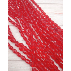 Намистини-овал, 8*6 мм. Світло-червоні прозорі