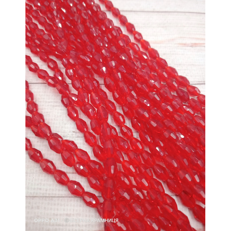 Намистини-овал, 8*6 мм. Світло-червоні прозорі