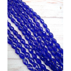 Намистини-овал, 8*6 мм. Сині прозорі