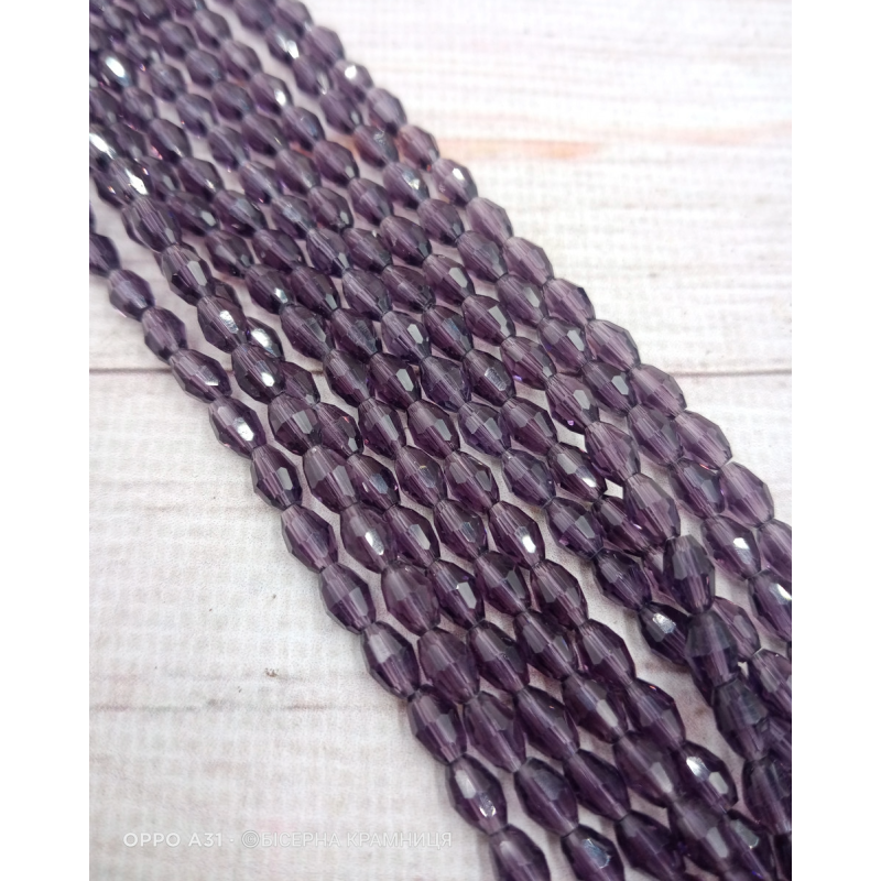 Намистини-овал, 5*3 мм. Аметистові прозорі