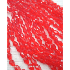 Намистини-краплі, 8*6 мм. Світлі червоні прозорі 