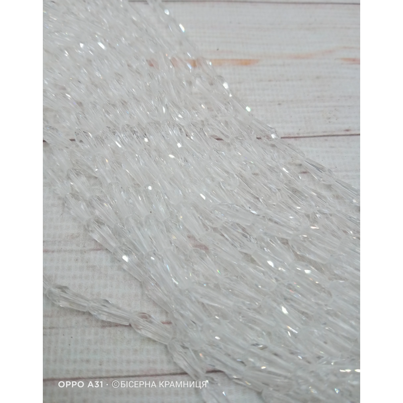 Намистини-краплі, 10*4 мм. Прозорі