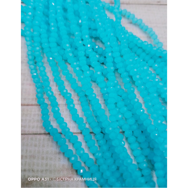 Ронделі, розмір 2,5*2 мм. Аквамаринові напівпрозорі