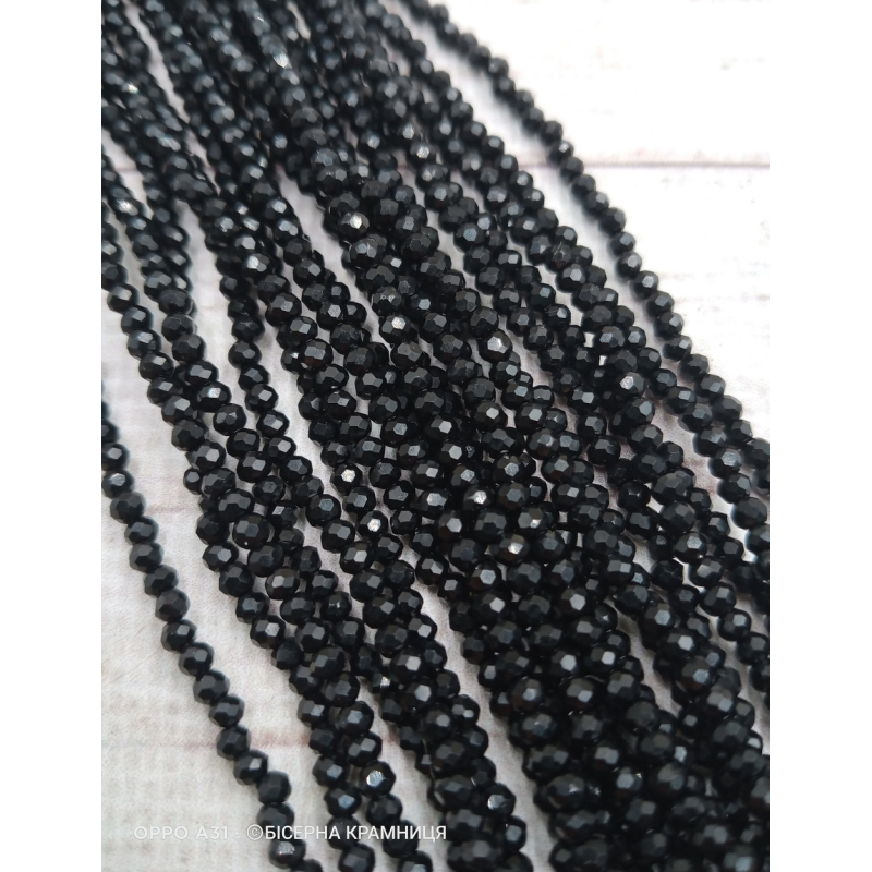 Ронделі, розмір 2,5*2 мм. Чорні непрозорі