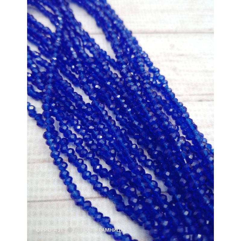 Ронделі, розмір 2,5*2 мм. Сині прозорі