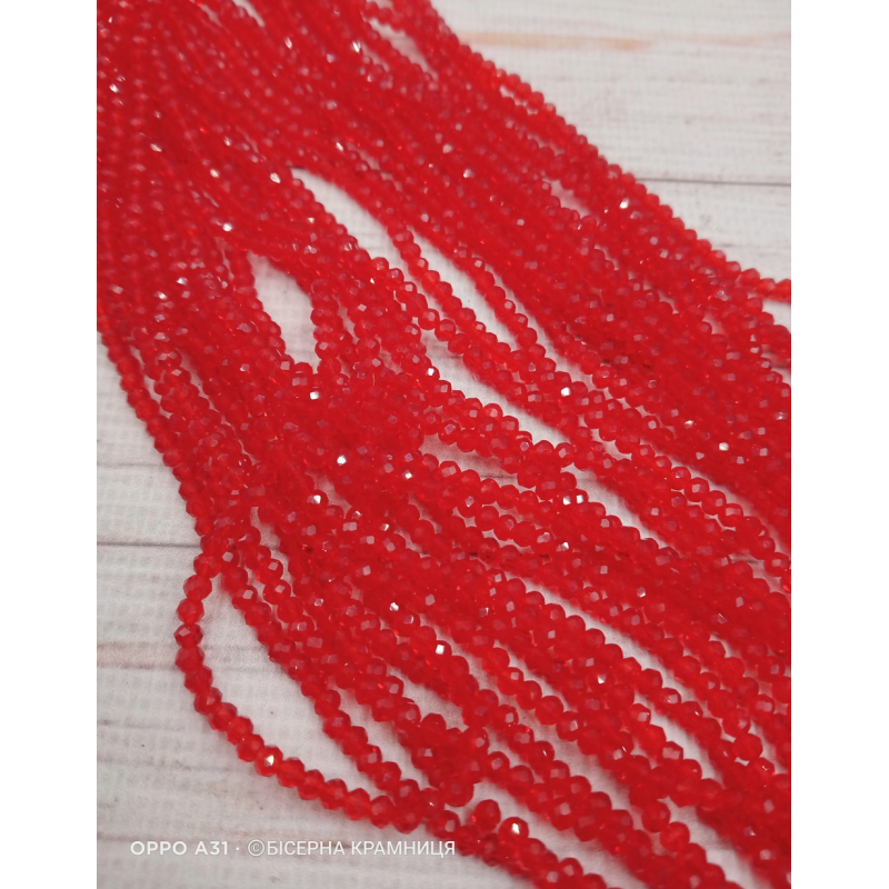 Ронделі, розмір 2,5*2 мм. Світлі червоні прозорі