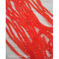 Рондель, розмір 4х3 мм. Червоний апельсин, прозорі