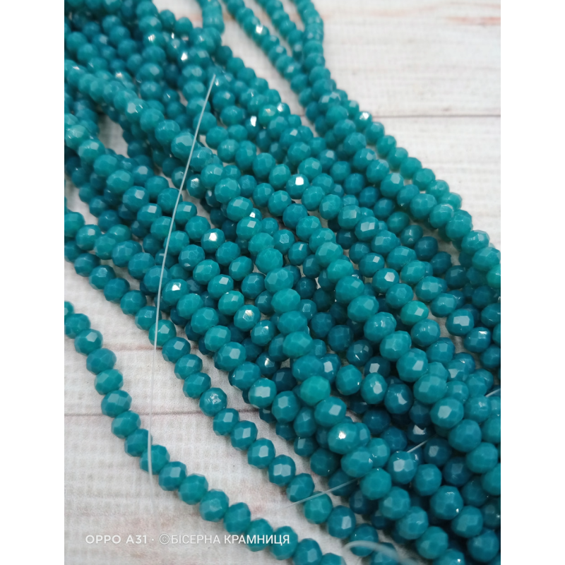 Рондель, розмір 4х3 мм. Темна морська хвиля, напівпрозорі