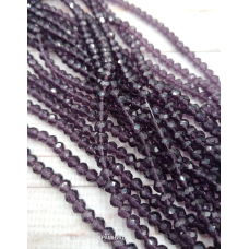 Рондель, розмір 4х3 мм. Аметистові темні прозорі