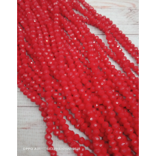 Рондель, розмір 4х3 мм. Яскраві червоні непрозорі