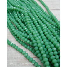 Рондель, розмір 4х3 мм. Зелений трав'яний світлий непрозорий