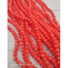 Рондель, розмір 4х3 мм. Коралово-помаранчевий непрозорий