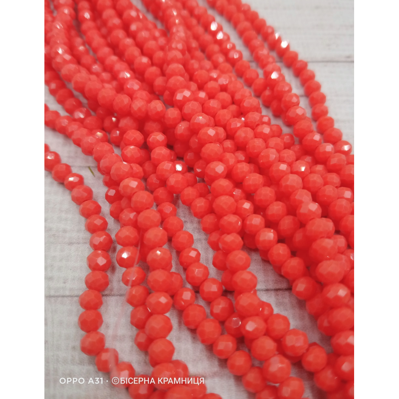 Рондель, розмір 4х3 мм. Коралово-помаранчевий непрозорий