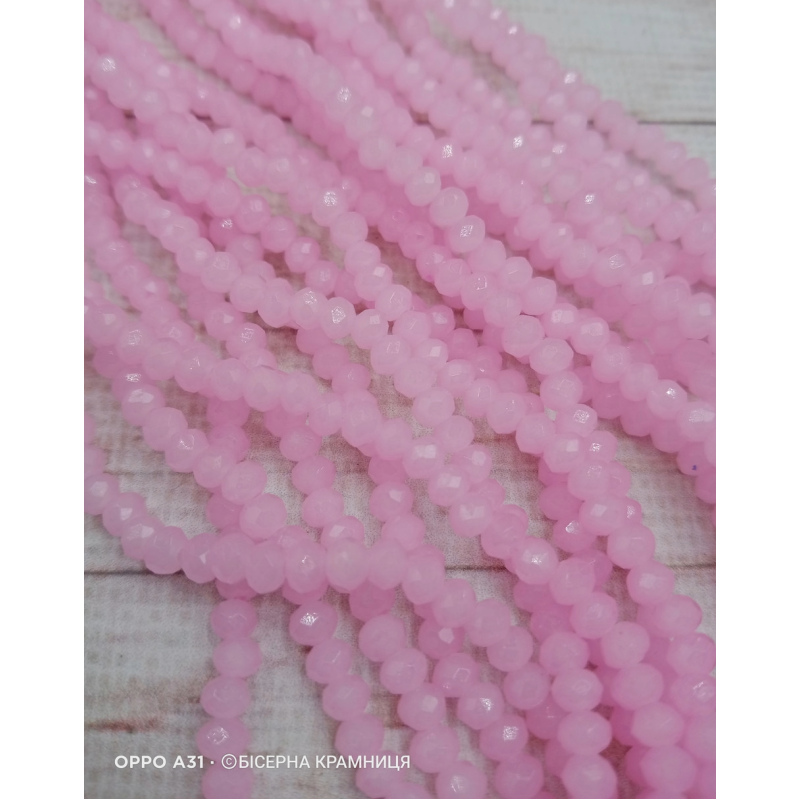 Рондель, розмір 4*3 мм. Яскравий ніжно-рожевий напівпрозорий