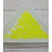 Ронделі, розмір 3,2*2,5 мм. Лимонні прозорі з райдужним покриттям