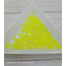 Ронделі, розмір 3,2*2,5 мм. Лимонні прозорі з райдужним покриттям