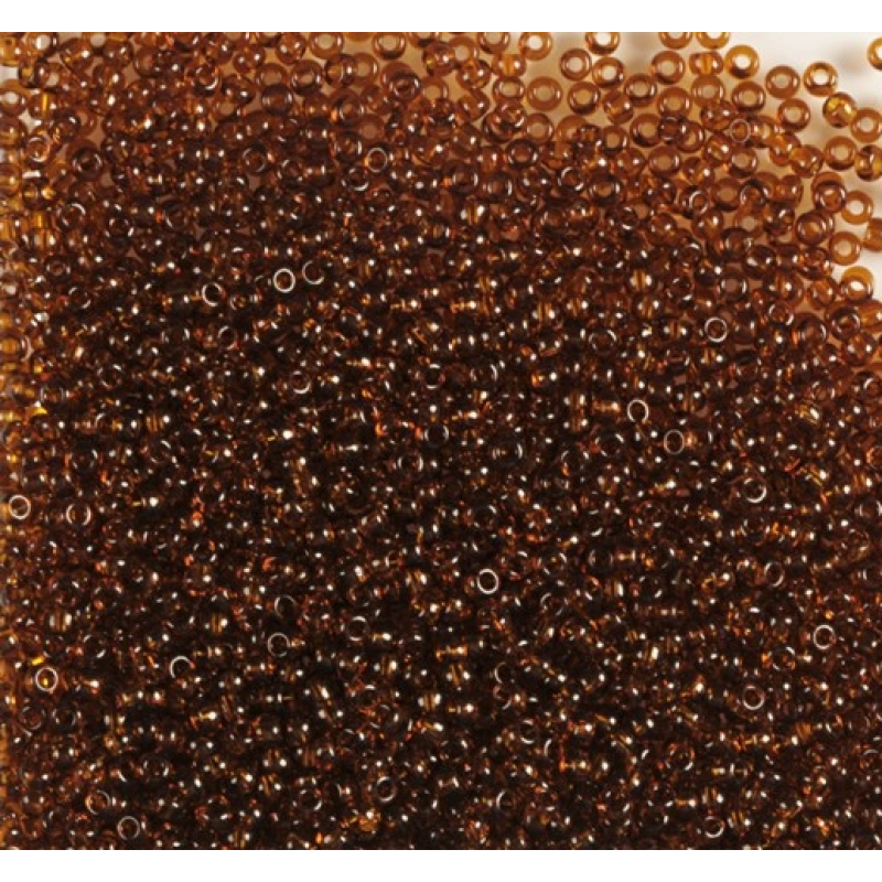 10110кв-10/0 Бісер Чехія (прозорий, коричневий, квадратна серединка), упаковка 50 грамів