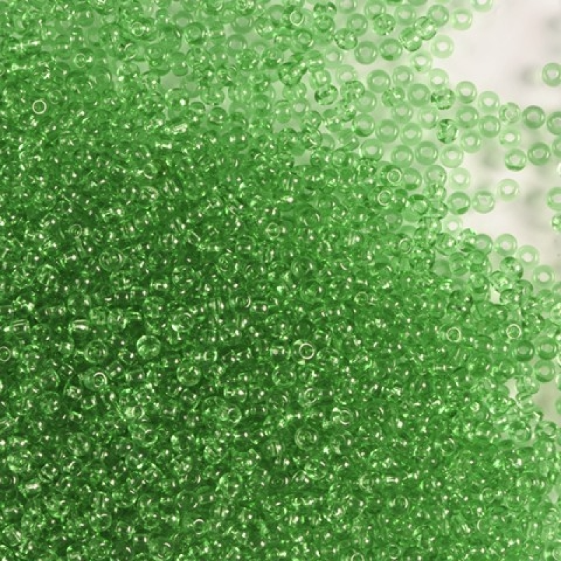 115-10/0-50100 Бісер Чехія (прозорий, зелений світлий), упаковка 50 грамів