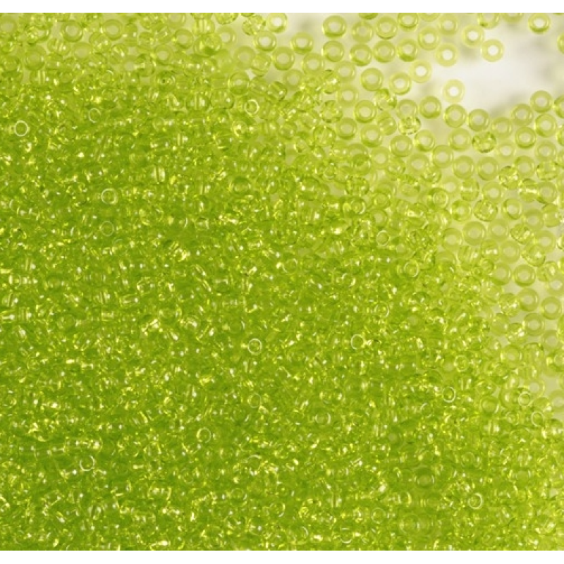 117-10/0-50220 Бісер Чехія (прозорий, салатовий), упаковка 50 грамів