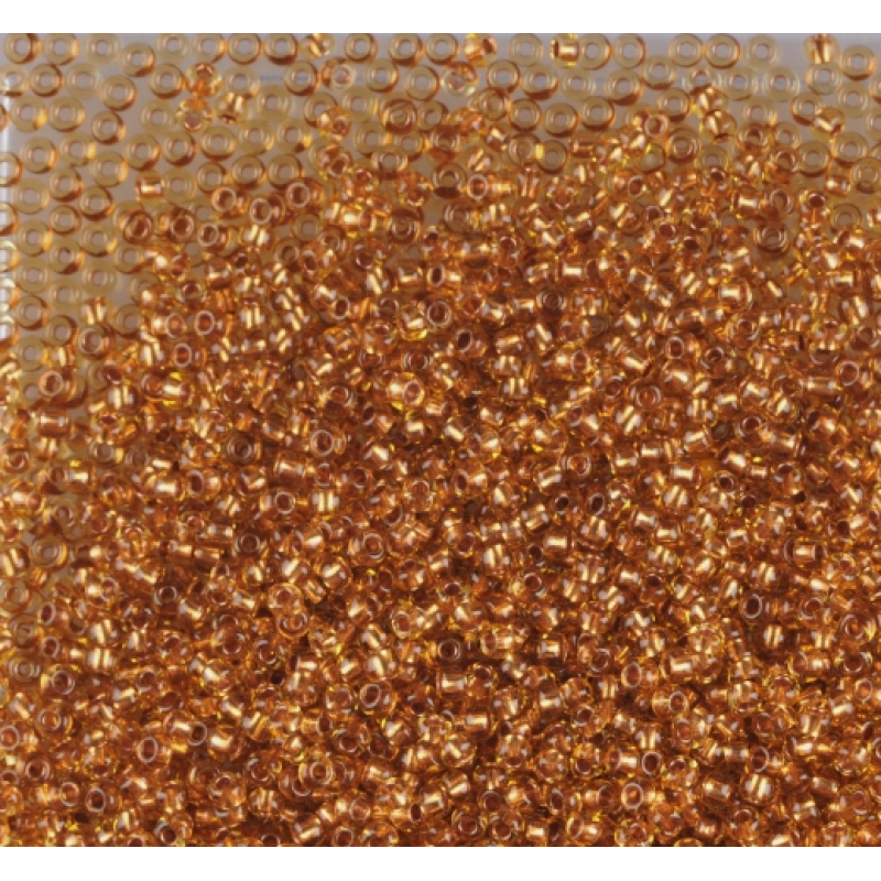 19020 бісер №10 Preciosa (Чехія) 5 грамів. Прозорий із мідною серединкою