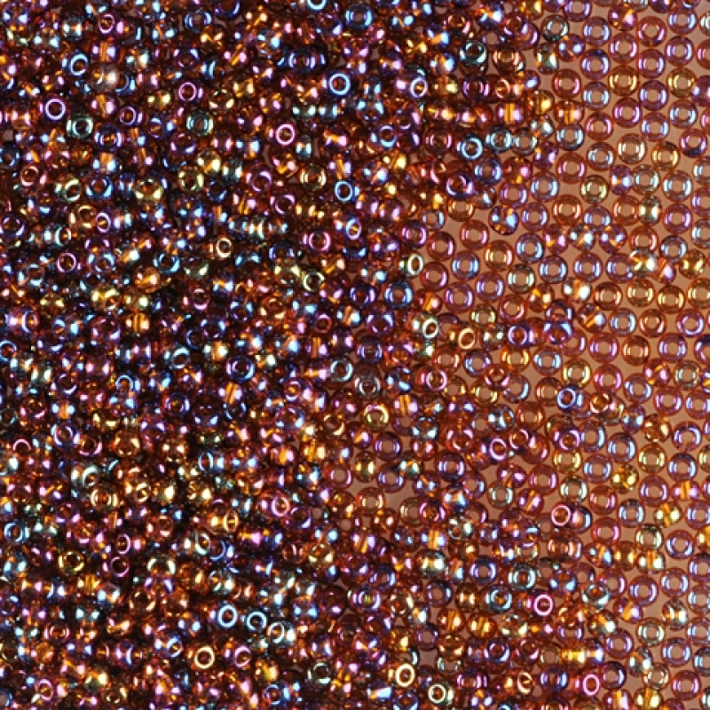 746-10/0-11110 Бісер Чехія (прозорий райдужний, коричнево-бузковий), упаковка 50 грамів