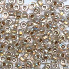 68506 бісер №10 Preciosa (Чехія) 5 грамів. Прозорий з золотистою серединкою