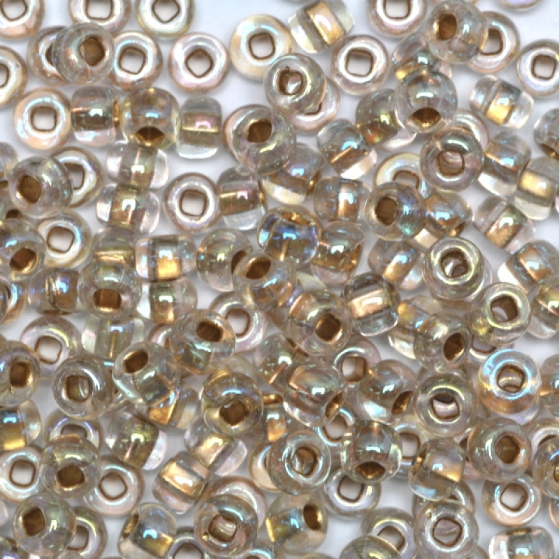 68506 бісер №10 Preciosa (Чехія) 5 грамів. Прозорий з золотистою серединкою