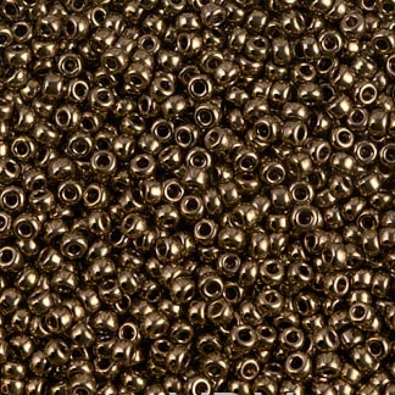 Бісер RR-457 Miyuki DURACOAT Round Rocailles 11/0 (металізований, темна бронза), Японія. Ціна за 1 грам