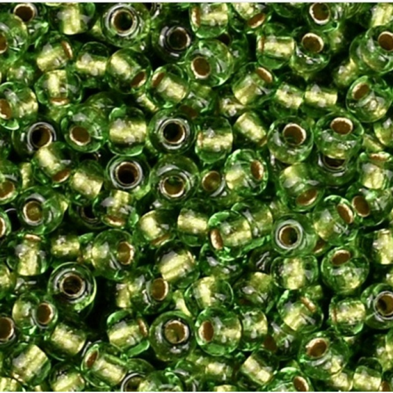 55104 бісер №10 Preciosa (Чехія) 5 грамів. Прозорий із золотою серединкою