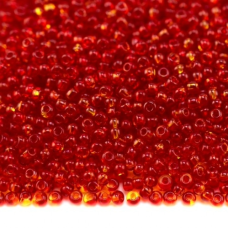 81797 бісер №10 Preciosa (Чехія) 5 грамів. Прозорий двокольоровий жовто-червоний