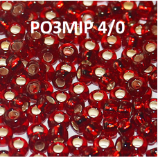 4027-4/0-97120 Бісер Чехія (блискучий, бордовий), упаковка 50 грамів. РОЗМІР 4/0