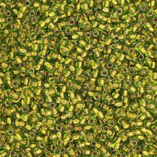 59220-10/0 Бісер Чехія (блискучий, салатовий із золотою серединкою), упаковка 50 грамів