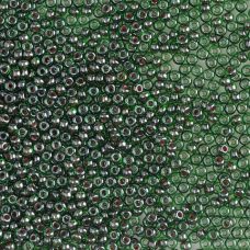 51128-10/0 Бісер Чехія (глазурований зелений з бордовою серединкою), упаковка 50 грамів