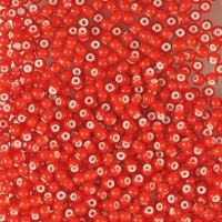 93730 бісер Preciosa (Чехія) 5 грамів.  Прозорий червоний з білою серединкою