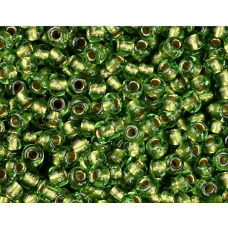 55104 бісер №10 Preciosa (Чехія) 5 грамів. Прозорий із золотою серединкою