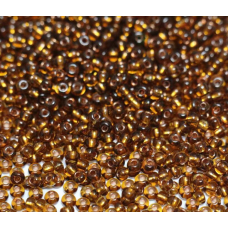 19090 бісер №10 Preciosa (Чехія) 5 грамів. Прозорий із мідною серединкою