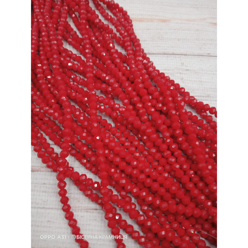 Ронделі, розмір 4*3 мм. Червоні непрозорі