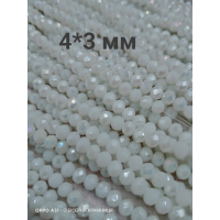 Ронделі, розмір 4*3 мм. Білі непрозорі, перламутрове покриття