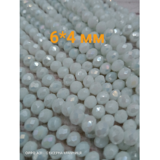 Ронделі, розмір 6*4 мм. Білі непрозорі з перламутровим покриттям