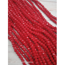 Ронделі, розмір 6*4 мм. Темно-червоні непрозорі